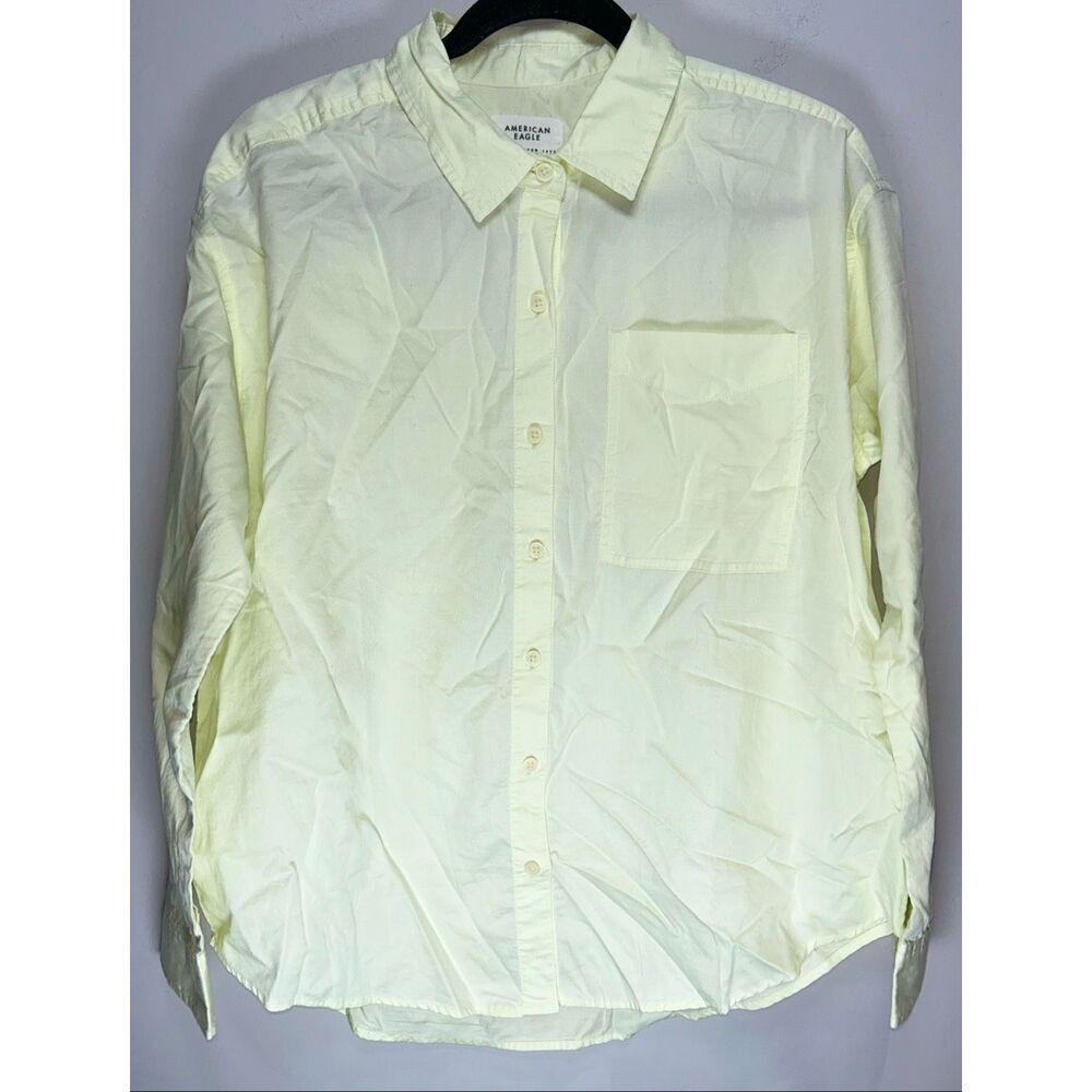 American Eagle yellow oversized button-down shirt size small
